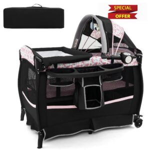 COSTWAY 4 in 1 Foldable Travel Cot
