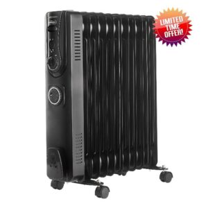 Oil Filled Radiator 11 Fin – Oil Heater Portable Electric Free Standing 2500W for Home