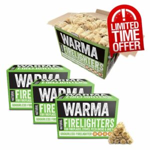 800 Natural Firelighters Eco Wood Wool Firestarters Sustainably Sourced - Ready to Burn & Non Toxic - For Outdoor Garden Open Fires Pizza Ovens BBQ's Cooking Stove Grills Barbecue Burner Fire Pits