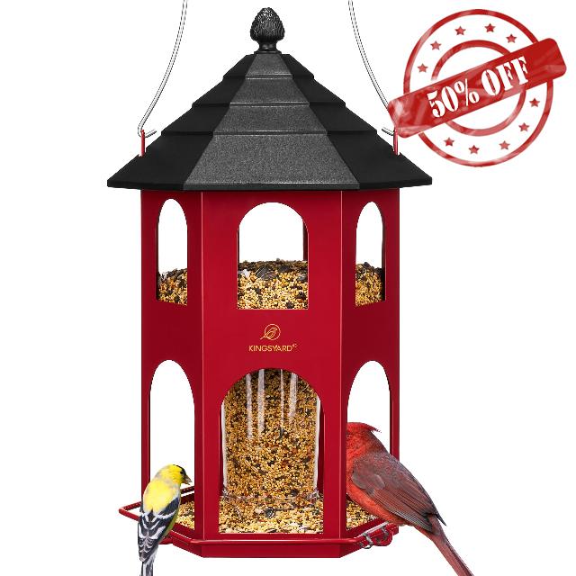 Kingsyard Metal Bird Feeder for Outdoor Hanging