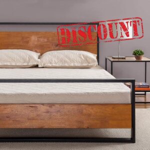 ZINUS Suzanne 18 cm Metal and Wood Platform Bed Frame with Headboard and Footboard | Wood Slat Support | Easy Assembly | Double | Brow