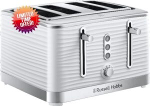 Russell Hobbs 24380 White Inspire High Gloss Plastic Four Slice Toaste