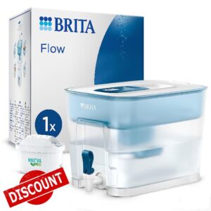 BRITA Flow XXL Water Filter Tank (8.2L) incl. 1x MAXTRA PRO All-in-1 cartridge - fridge-fitting dispenser for families and offices - now in sustainable Smart Box packaging