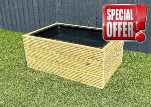 Raised Garden Pond Wooden Decking Water Feature 84x55x36cm 90L Solid Tub Liner (Decking With Grooves)