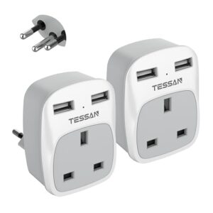 TESSAN UK to Switzerland Plug Adapter with 2 USB
