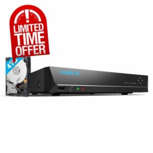 Reolink 4K PoE NVR 16 Channel Pre-Installed 4TB Hard Drive Supports 12MP/4K/5MP/4MP/1080P HD IP Camera 24/7 Surveillance Recording Home CCTV Security Camera System Network Video Recorder