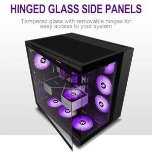 ATX Mid Tower Gaming Case with Double Tempered Glass Full View Computer Cases
