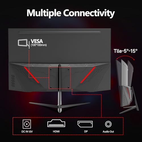 Curved PC Monitor Full HD 1080P 1500R Frameless Computer Monitor with FreeSync and Eye Care Technology