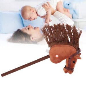 Adorable Stick Horse Plush Toy for Kids Daily Play (Deep Brown)