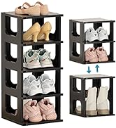 Shoe Organizer Shoe Rack for Small Spaces 5 Tier Plastic Vertical Shoe Rack Narrow Shoe Shelves f...
