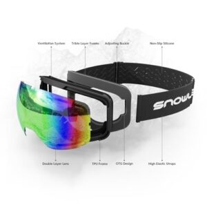 Skiing Snowboarding Goggles of Dual Lens with Anti Fog for Men