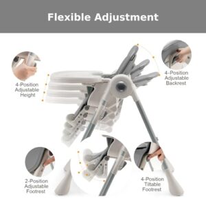 Foldable Infant Dining Chair with Wheels