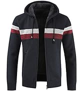 Mens Knitted Cardigan Sweater Chunky Knit Jacket with Full Zip Front Closure Funnel Neck Long Sle...