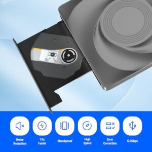 USB 3.0 and Type-C Blu-Ray Burner Slim 3D Optical CD Drive Compatible with Windows XP/7/8/10 MacOS for MacBook Laptop Desktop