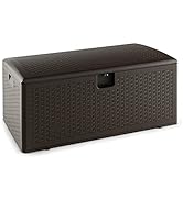 COSTWAY 106L/276L/370L Garden Storage Box, Waterproof Resin Deck Box with Lockable Lid, Ground St...