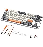 MAMBASNAKE K87 TKL Hot Swappable Wireless Mechanical Gaming Keyboard with Custom Coiled USB C Cab...