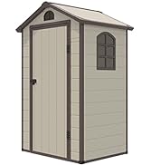 COSTWAY Outdoor Deck Box, 110L Waterproof Plastic Storage Shed with Handles & Lockable Lid, Garde...