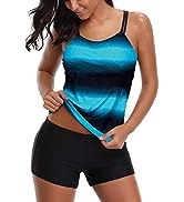 AYEEBOOY Women's Plus Size Floral Halter Tankini Set with Boyshort High Waist Swimsuit Bikini