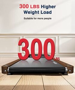 Wood Under Desk Treadmill 300 lb Capacity Installation-Free for Home Office Use with Remote Control LED Display
