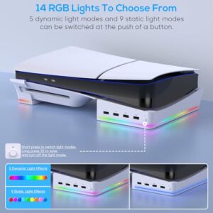 Non-Slip Base Stand Accessories with 4-Port USB Ports for Charging - Only For PS5 Slim