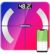 Bathroom Scales Body Fat Scale with 13 Body Data Body Composition Analysis for App Max 180 kg (Bl...