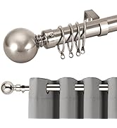 Hafaa Curtain Poles Plain Metal Ball Adjustable Decorative Window Curtain Pole Includes 160 to 30...