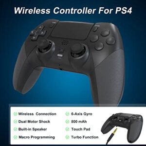 Gamepad Joystick Controller Compatible with PS4/Pro/Slim with Dual Vibration/6-Axis Gyro Sensor/Turbo/Programmable Buttons(Black)