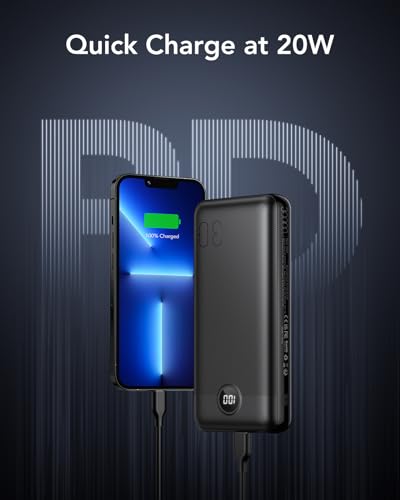 20W Fast Charging PD 18W QC 3.0 USB C Battery Pack Portable Charger with 4 Outputs & 2 Inputs Compatible with iPhone/iPad/Samsung Phones Tablet and More