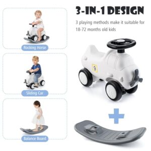 Toddler Rocking Toys with Detachable Balance Board and Limited Steering