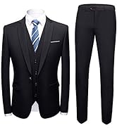 Men Suits 3 Piece Suit Set Slim Fit Single Breasted One Button Formal Tuxedo Suit Wedding Busines...