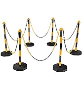 TANGZON 2PCS/6PCS Chain Posts, Outdoor Stanchion with 150CM Link Chain & Fillable Base, PE Plasti...