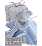 BUSHBABY 'A new star is born' new baby gifts comfort blanket in box | baby girl gift pink for mum...