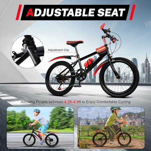 7 Speed MTB Unisex Girls Boys Junior Bicycle for Children with Kettle & Holder