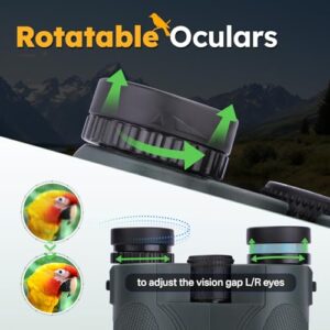 Compact 12X25 Small Binocular Lightweight Telescope for Adults Astronomy for Bird Watching Outdoor Sports Games Travel Hunting Hiking (Army Green)