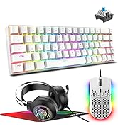 ZIYOU LANG T8 Gaming Keyboard+Mouse+Headset+Mouse pad Combo, 60% Percent Mini Mechanical Keyboard...