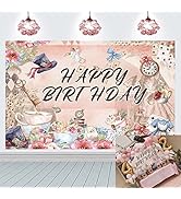 Gold Happy Birthday Banner Backdrop 6x4FT Glitter Golden Sequin Balloon Flag Champagne Gift Birth...
