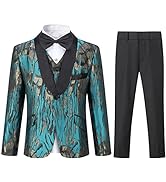 Sliktaa Boys Suits 3 Pieces Formal Art Printed Suits Single Breasted One Button Suits Wedding Par...