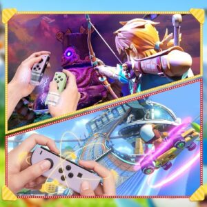 Upgraded Wireless Controller Joystick for Switch/OLED with Dual Vibration/Wake-up Function/Turbo Purple&Gree