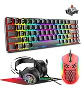 ZIYOU LANG T8 Gaming Keyboard+Mouse+Headset+Mouse pad Combo, 60% Percent Mini Mechanical Keyboard...
