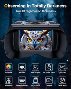 3.5'' LCD Digital Binoculars with 8X Digital Zoom Visible 1640ft/500M Infrared Night Vision Scope for Camping Hiking Hunting
