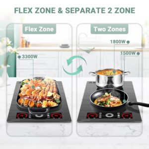 AMZCHEF Double Induction Cooktop with 9 Power Levels