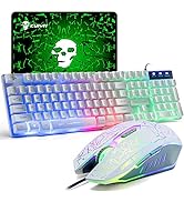 LexonElec UK Layout Gaming Keyboard and Mouse Sets Rainbow Backlit Ergonomic Usb Gaming Keyboard ...