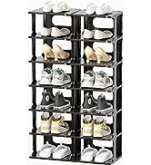 HAIXIN Narrow Shoe Rack, 10-Tier Shoe Storage, Small Narrow Shoe Rack, Under Stairs Storage, Stac...