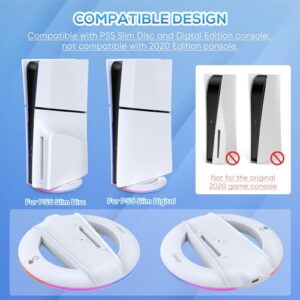 LED Light Base Stand for PS5 Slim Accessories with 14 Light Modes