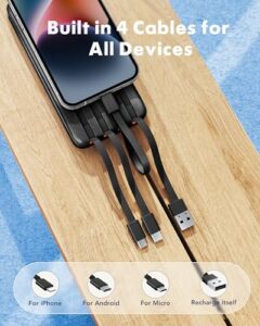 Fast Charging Portable Charger with Built-in Cables