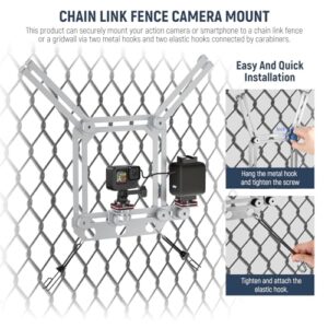 Shock Absorbing Adjustable Baseball Tennis Court Chain Link Gridwall Bracket Compatible with GoPro Insta360 DJI
