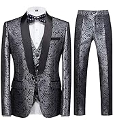 Sliktaa Mens Suits 3 Pieces Slim Fit Wedding Formal Dinner Suit Black One Button Notched Lapel Tu...
