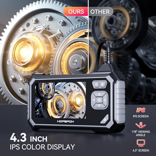 Hopefox 4.3'' IPS Screen Borescope Inspection Camera with 8 LED Lights