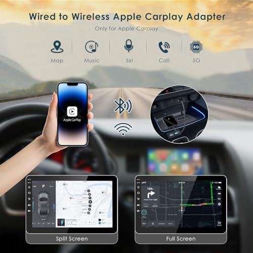 Converts Wired to Wireless Carplay Dongle for Wireless Control Plug & Play Apple Carplay Wireless Adapter Fast & Easy Use Fit for Car from 2015 & Apple iOS 10+