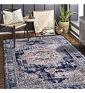 Calore Vintage Area Rugs Living Room Rug, Non-Slip Soft Short Pile Carpet for Easy Clean, Chic Tr...
